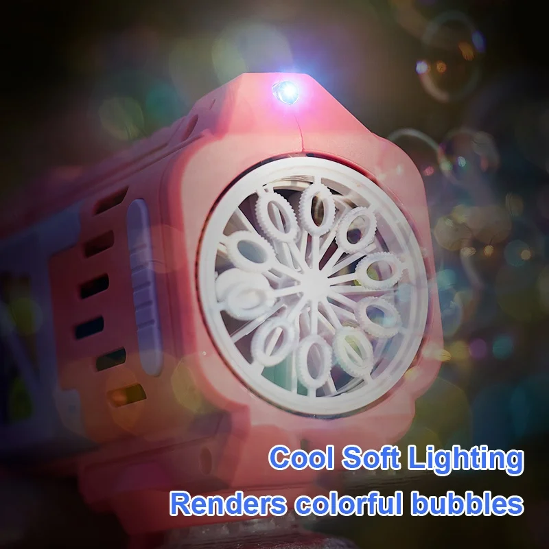 Light-up Electric Bubble Machine Outdoor Games Shooting Guns With 100 Ml Soap Water 10 Holes Automatic Bubble Gun For Kids