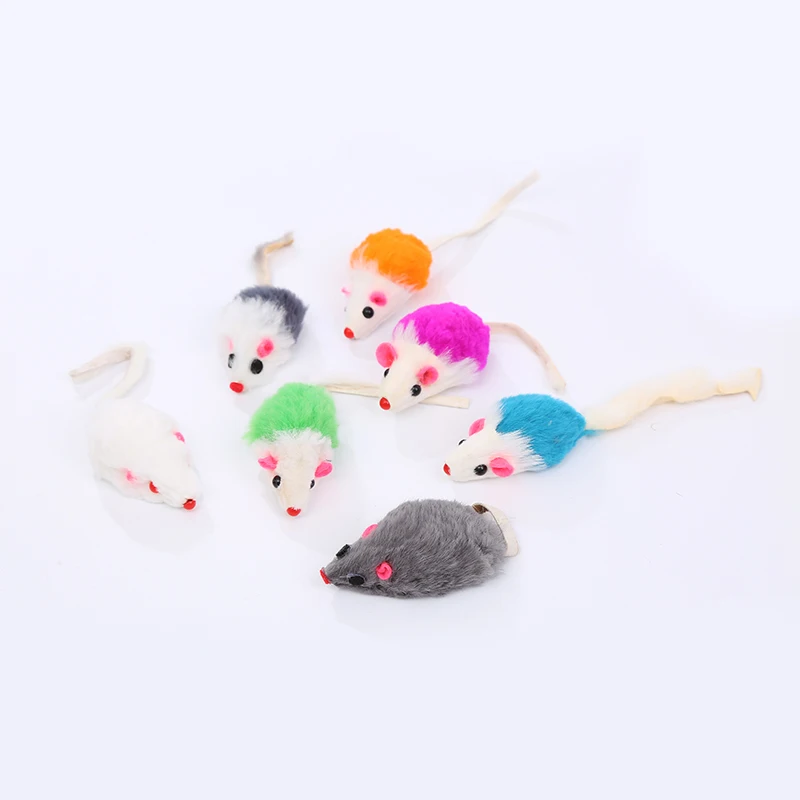 Real rabbit fur colorful mouse cat toy pet supplies wholesale in stock fast delivery