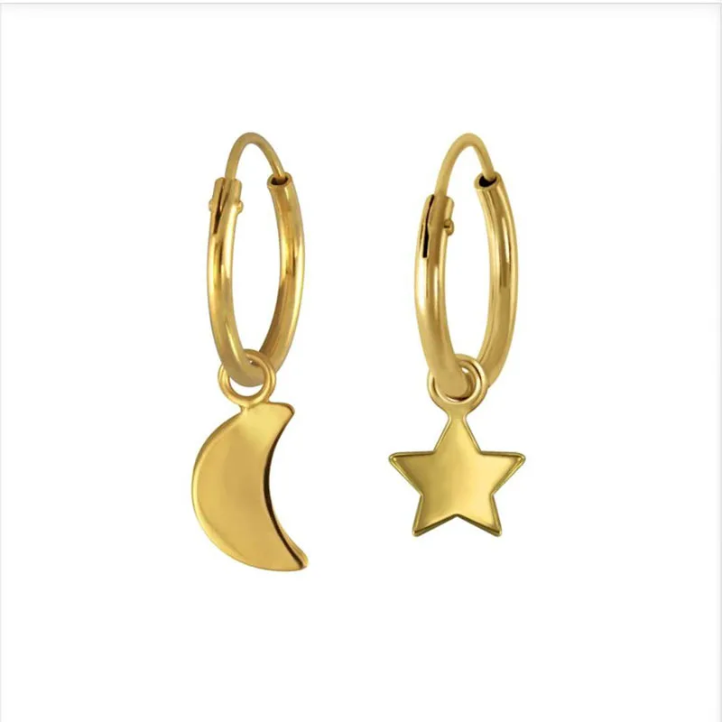 2022 New Star Moon Earrings Gold Plated Earring Jewelry Stainless Steel Hoop Earrings Women