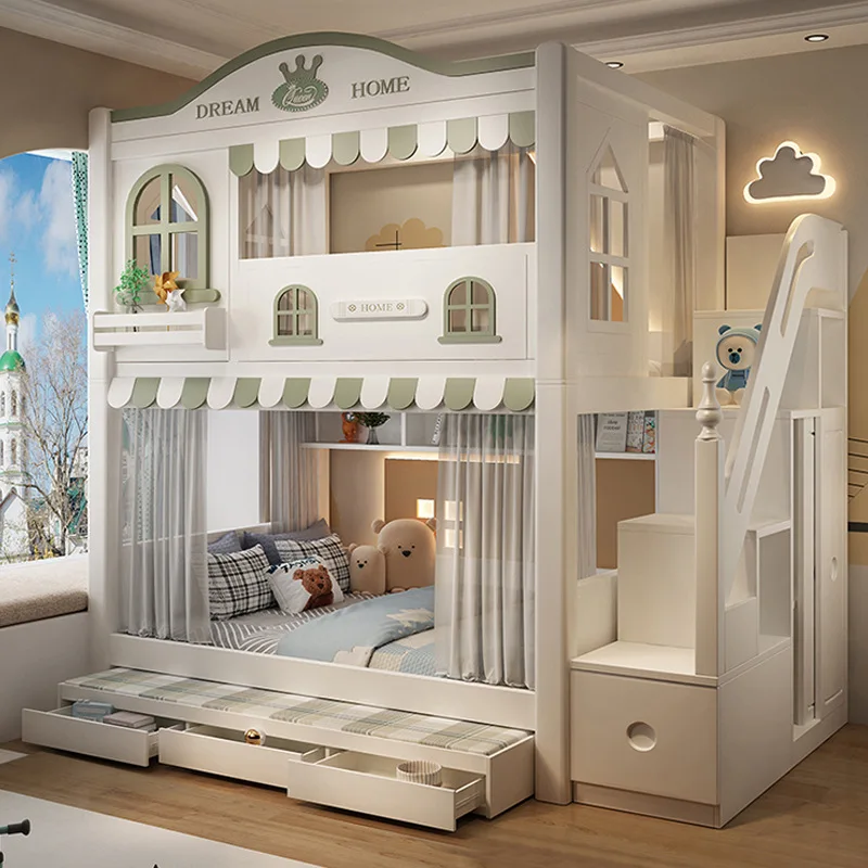 Best Sell School Bunk Bed Child Bed For Kids Bedroom Set Space Saving Home Bedroom Furniture Kids Wooden Bunk Bed