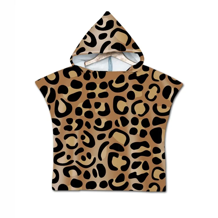 High Quality Microfiber Kids Cartoon Print Custom Kids Poncho Beach Towel Hooded for Kids