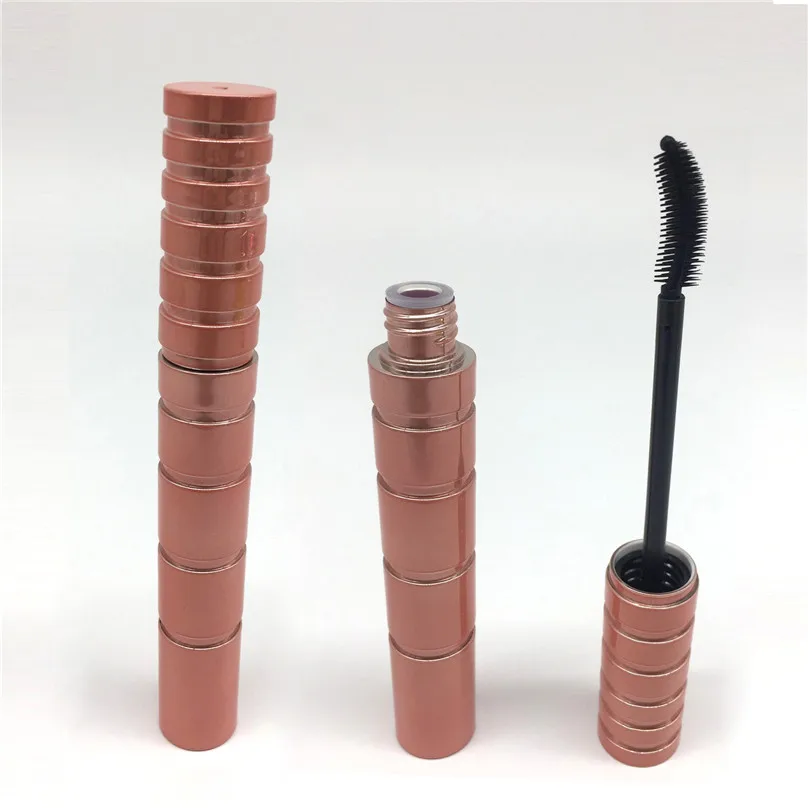 
luxury plastic silver round mascara tube wand empty DIY customized personal label mascara tube with brush 