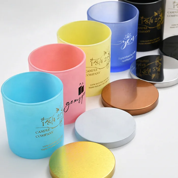 Wholesale Custom 3oz 6oz 8oz 10oz 12oz 14oz Frosted Clear Vessels Matte Gloss Glass Candle Jar With Wooden and Metal Lid