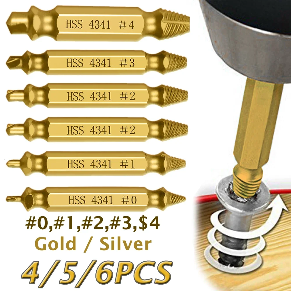 6pcs Damaged Screw Extractor Drill Bit Set Bolt Remover Tool