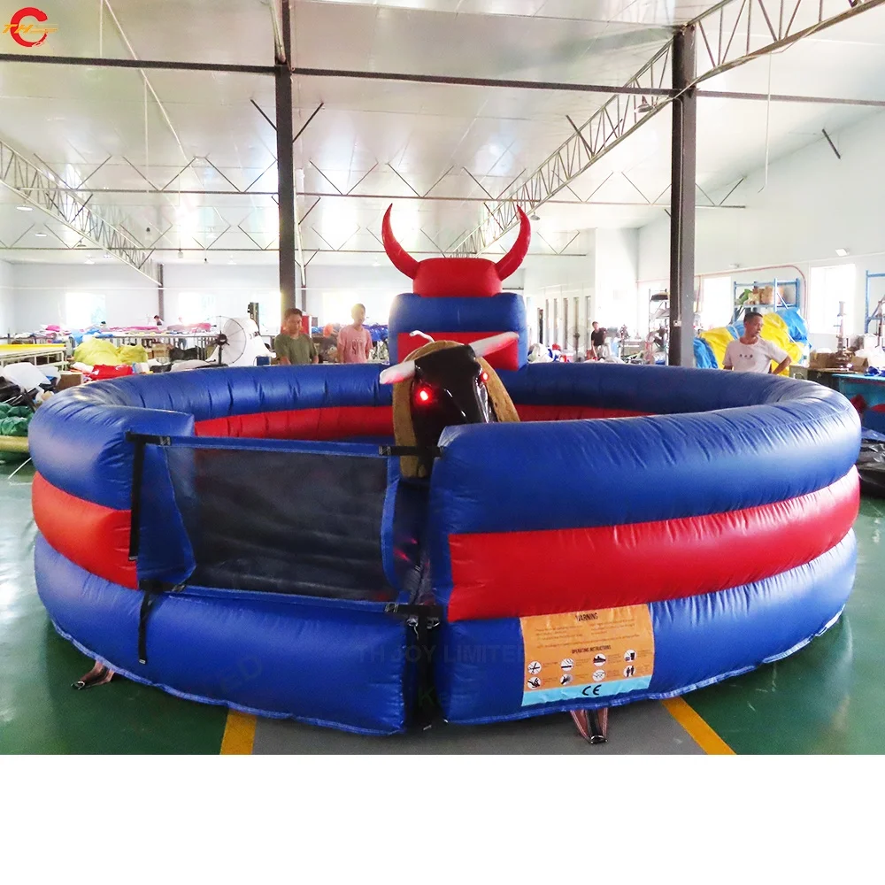 5m Dia Eyes Lighting Inflatable Rodeo Bull Ride Mechanical Bull Riding Sport Game