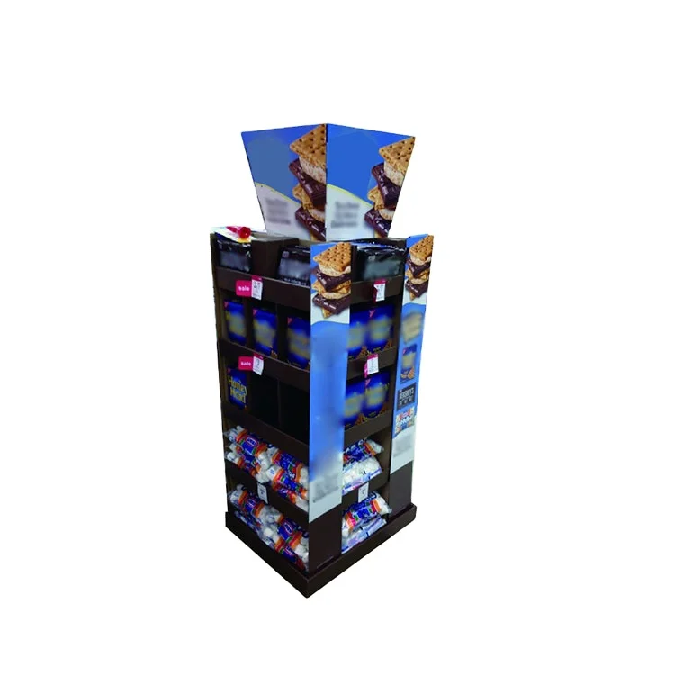 Wholesale custom Collapsible Supermarket  hot sale corrugated cardboard biscuit display bulk food display shelf