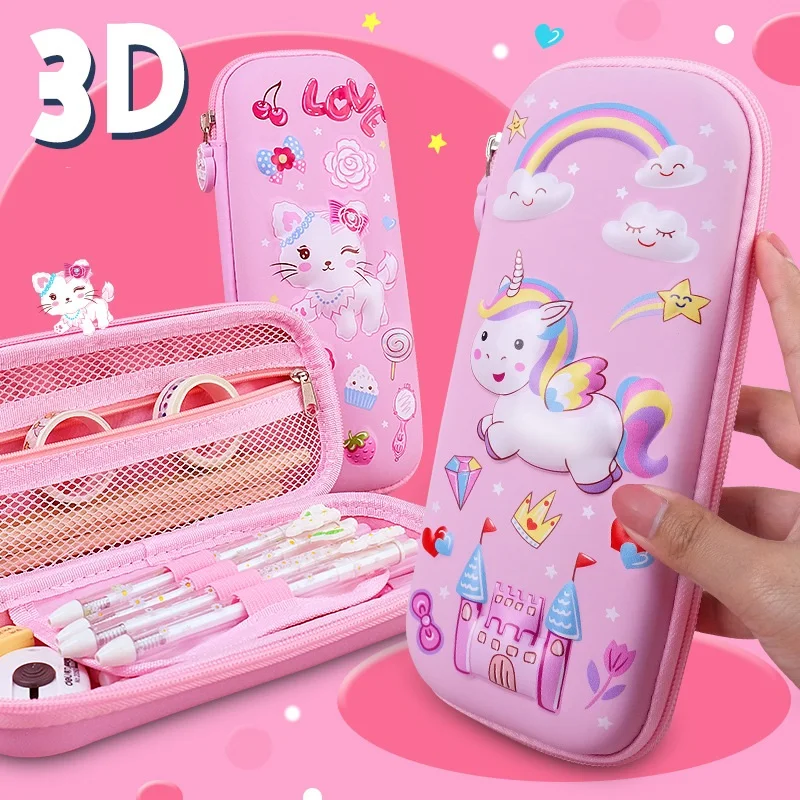 EVA Pen Case 3D Waterproof Stationery Toys Pencil Box Cute Cartoon Fall Resistant Pencil Bags