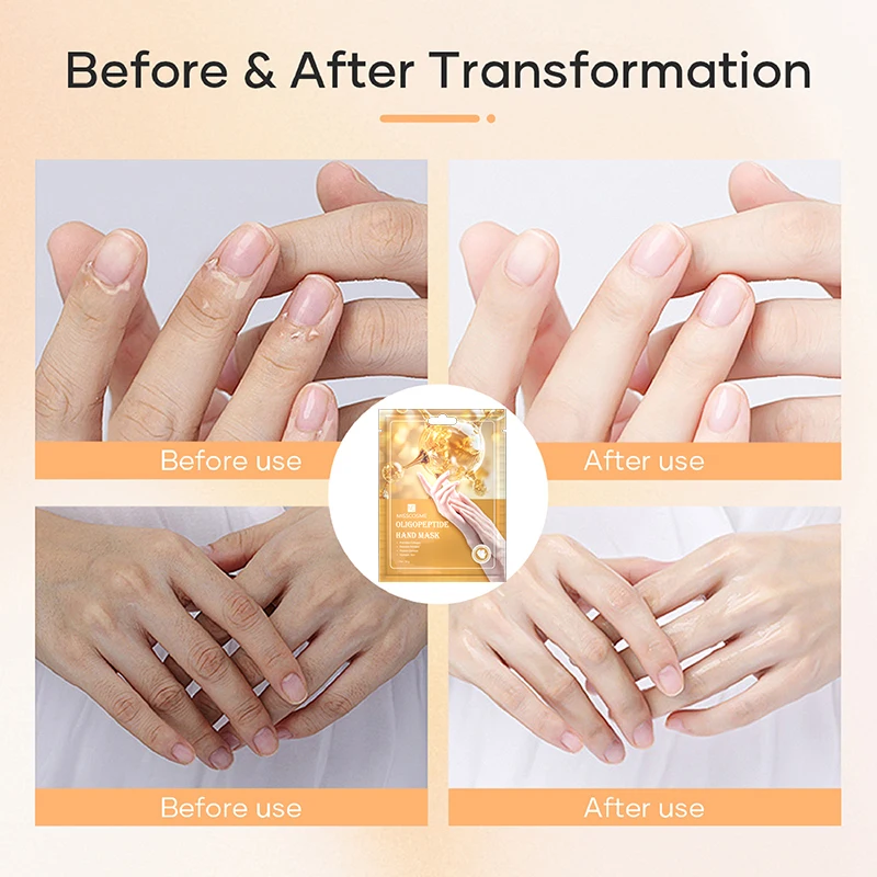 Factory New Arrival Oligopeptide Hand Treatment Moisturizing Hydrating Promotes Collagen Gloves Repairs Damage Hand Mask