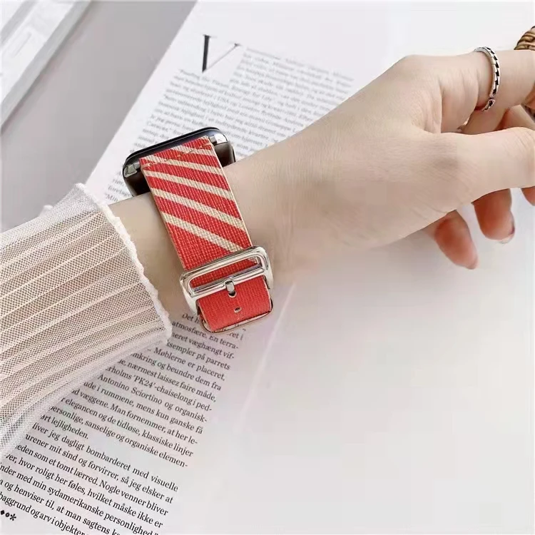 Yida  leather pattern female male apple watch band with buckle for iwatch hermis series 38mm 42mm  40mm 44mm  41mm 45mm