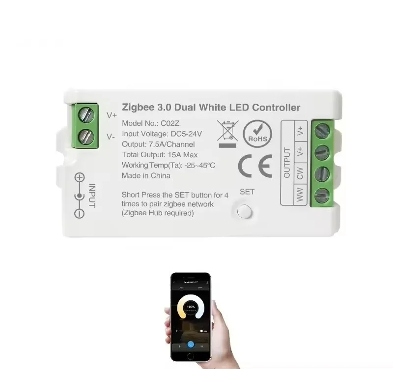 CCT Zigbee led Dimmer Voice App Control For Light Strip
