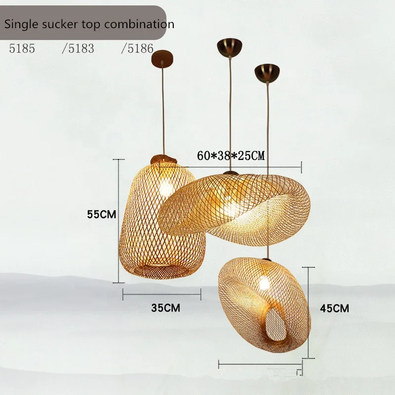3 combinations Bamboo Lamp Nordic Modern  Bamboo Lantern Chandelier Hanging Lamp  For Restaurant