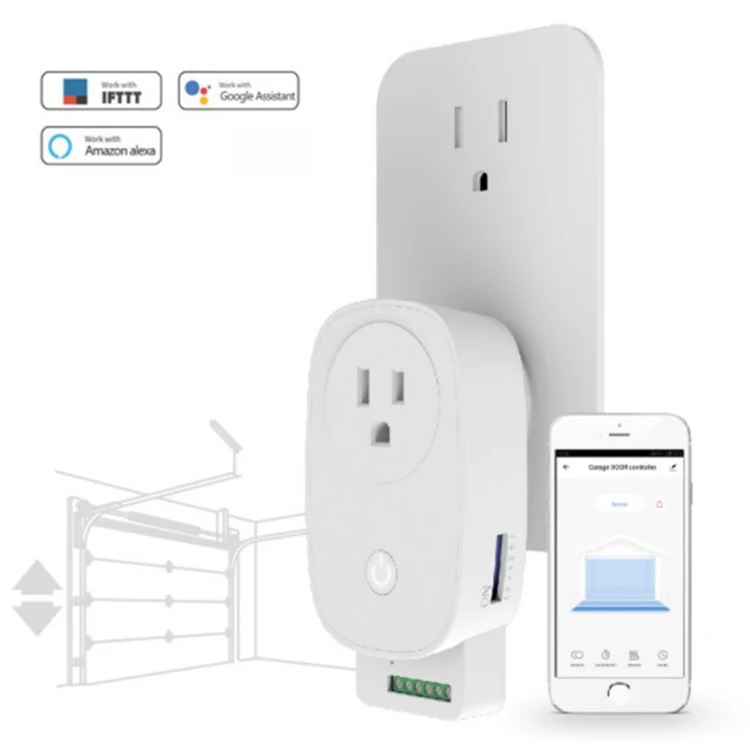 Tuya  wifi Smart wireless Garage Door Opener Controlled by Alexa Echo Google Home Smart Life APP with wired door sensor