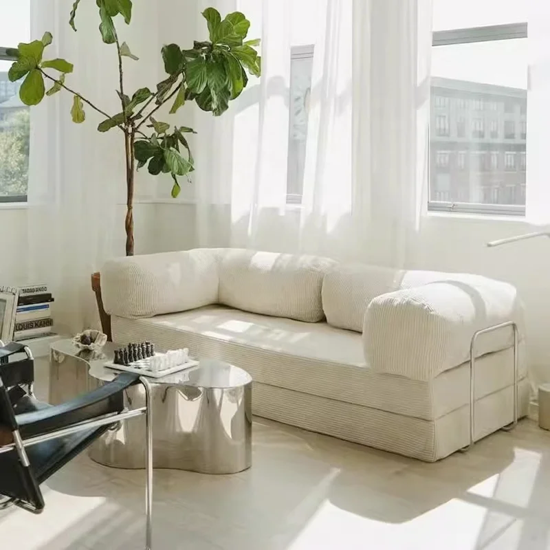 HJ HOME Living Room Apartment Corduroy Fabric Compressed Modular Sofa Indoor Couch Vacuum Compression fold Sofa Set