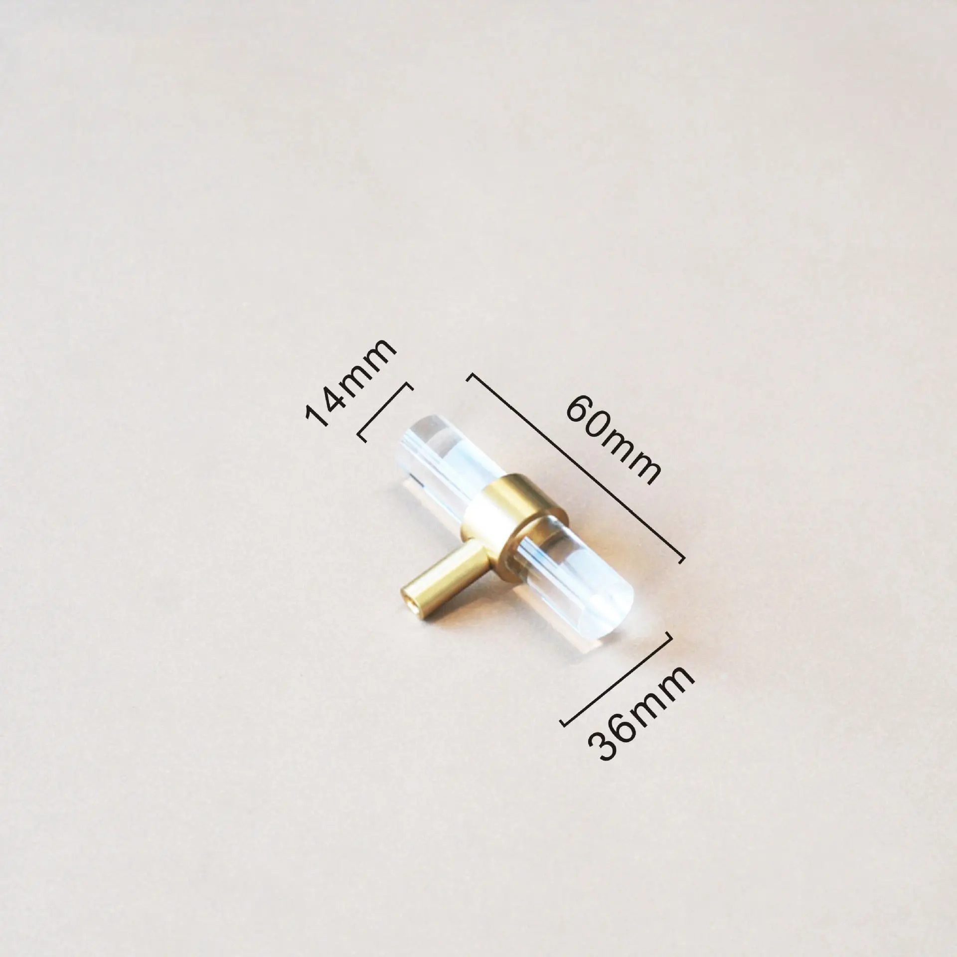 High Quality Brass acrylic strip handle modern simple cabinet gold transparent drawer wardrobe furniture light luxury handle