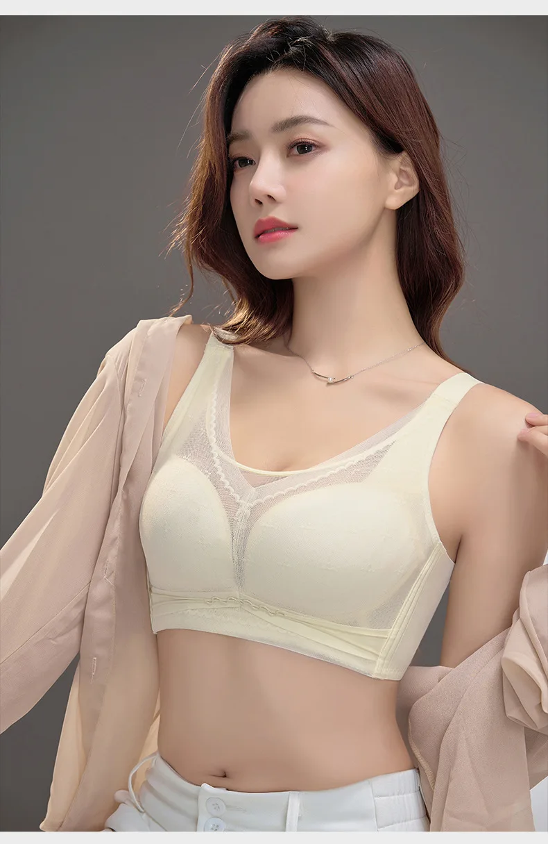 Ultra-thin Cup Gathered Chest Type Non-compression Bra Comfortable Shaped Bra