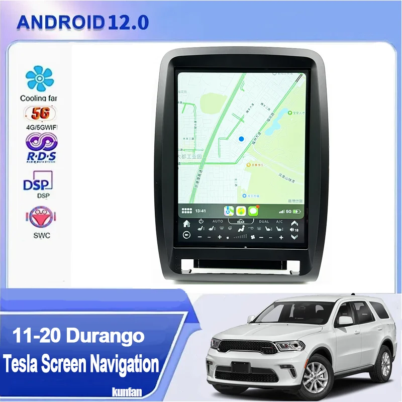 Android Vertical Screen Tesla Style Radio Head Unit For Dodge Durango Sxt 2011-2020 Dashboard Navigation System Upgrade