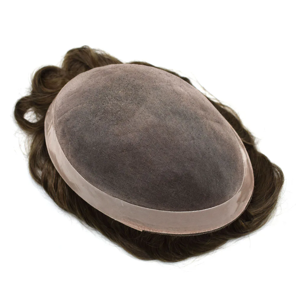 Drop Shipping Bleached Knots Mono Lace Pu Men Wig Natural Color Human Remy Hair Toupee For Men