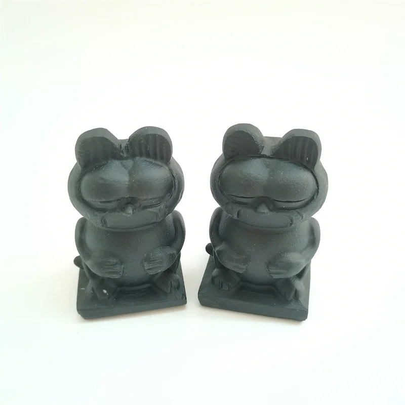 Hot Sale Animal Handicraft Natural Black Obsidian 7cm Crystal Fat Cat Gift For Kids