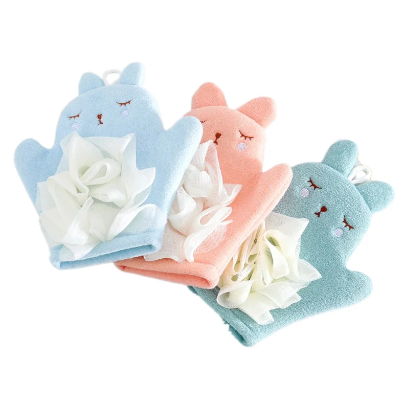 Ready To Ship Products Double layer Body Exfoliating Gloves Body Scrub Mitts