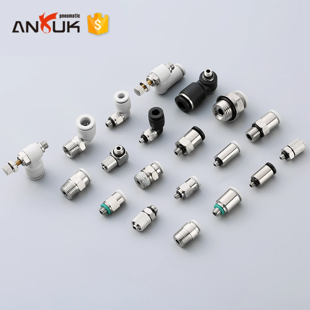 Pneumatic metal one touch push to air hose tube fitting
