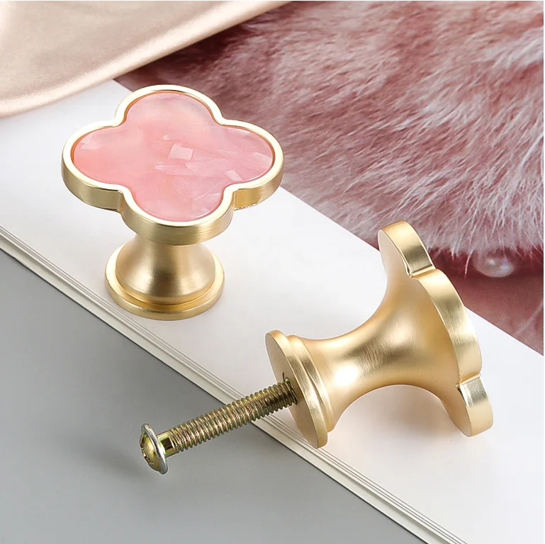 Furniture Cabinet Zinc Alloy Four Leaf Clover Dresser Drawer Knobs Handles