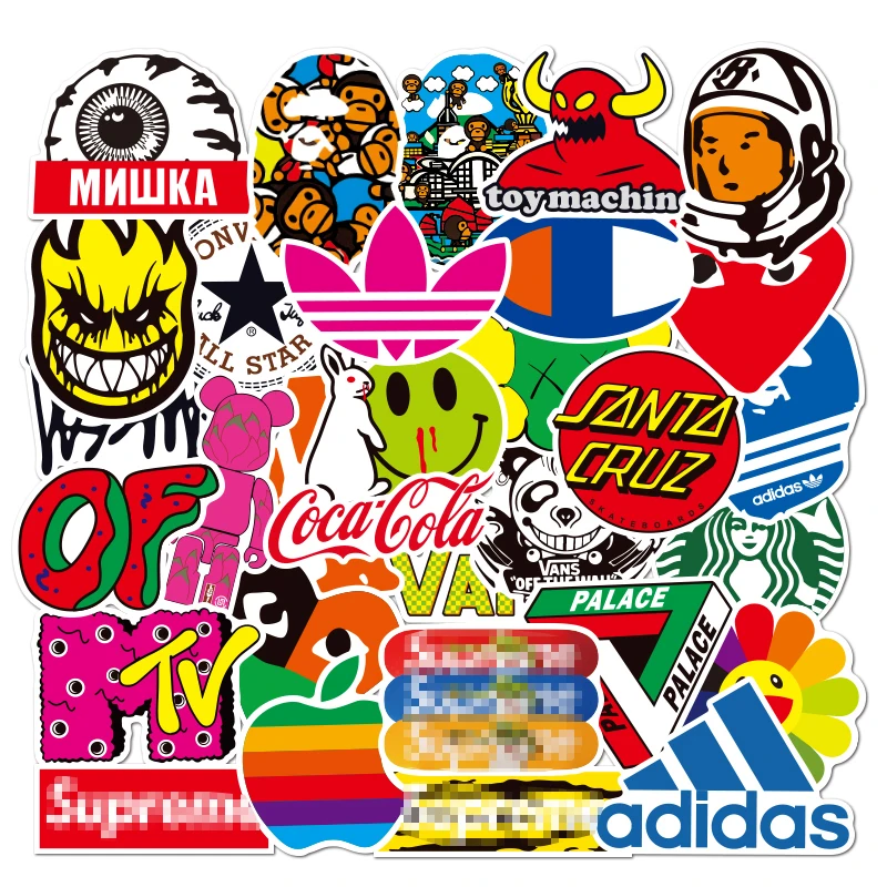 2020 модный бренд граффити ПВХ самокат автомобиль чемодан бутылка для воды блокнот холодильник наклейки Пользовательские DIY наклейки водонепроницаемый w