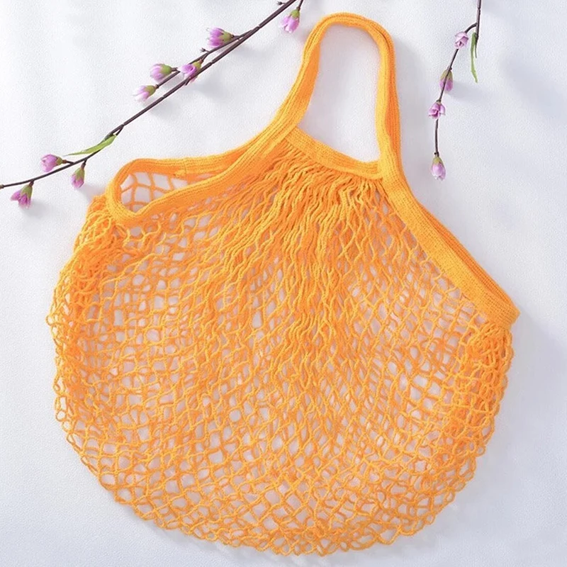 Reusable Cotton Mesh Bags Vegetable Fruit Packaging Market Large Capacity Net Canvas Grocery Tote Bag For Shopping