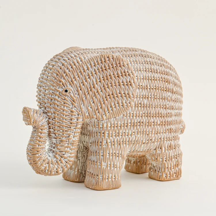 EAGLEGIFTS Home Decor Interior Elegant Pieces Accessories Imitation Rattan Resin Elephant Tabletop Ornaments Decorative Accent