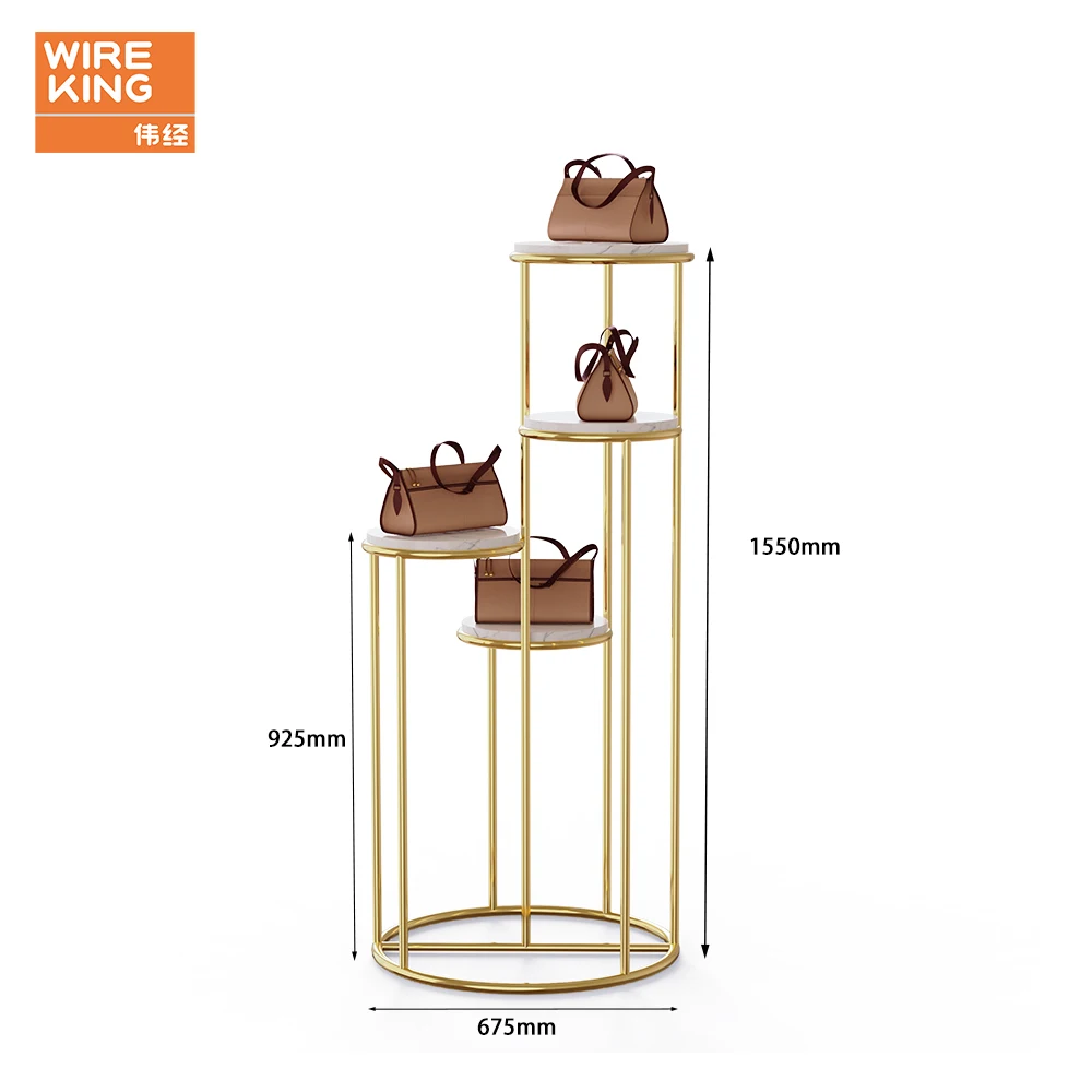 Customization Bag Store display Stand Gold Black Window Showcase Display Rack Retail Bag  Display Rack