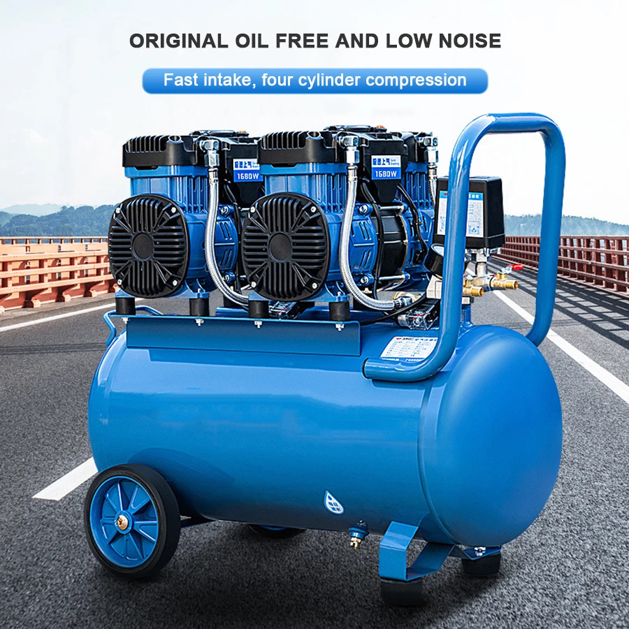 Air Compressor Manufacturer 12/15/24/30/50 Litre Standing Portable Ac Oilless Mini Dual Cylinder Gas Air Compressor