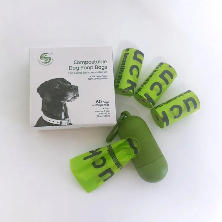 
Customized 100% Biodegradable Compostable Pets Poop Bag Dog Waste Bags BPI Ok Compost Certificate 
