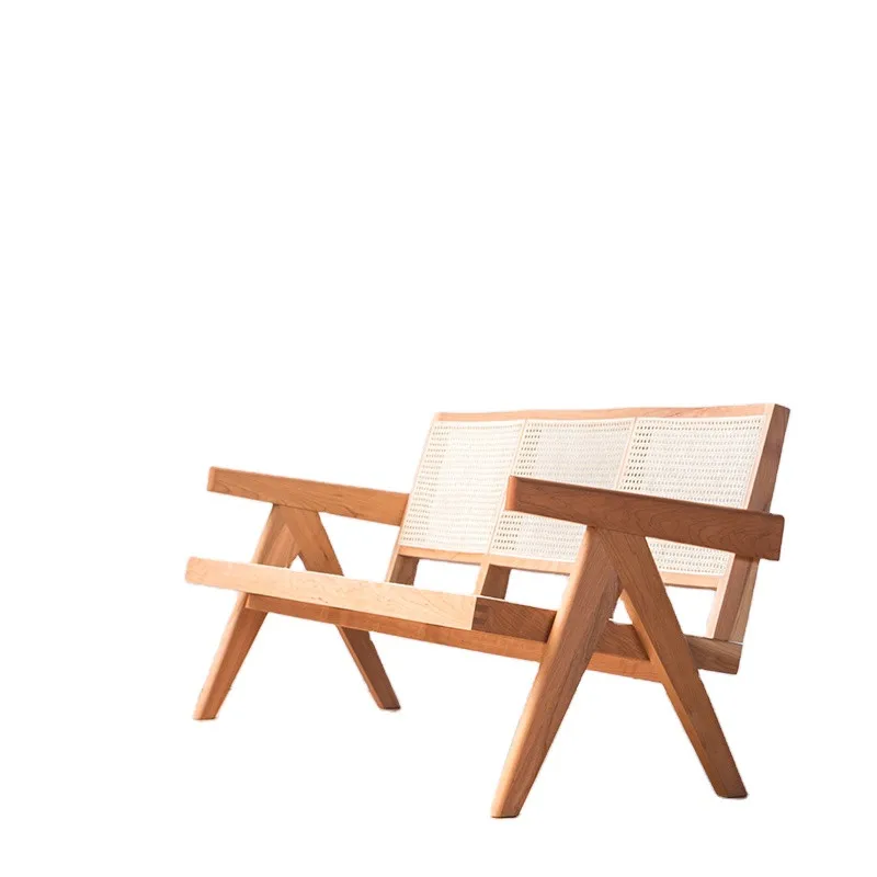 TPZ075 wholesale modern design wood luxury rattan leisure chair home furniture two seat wooden living room chairs