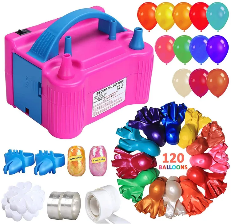 149 PCS Balloon Pump Kit Portable Dual Nozzle Electric Balloon Blower Inflator  Assorted Balloons Decorating Strip Kit