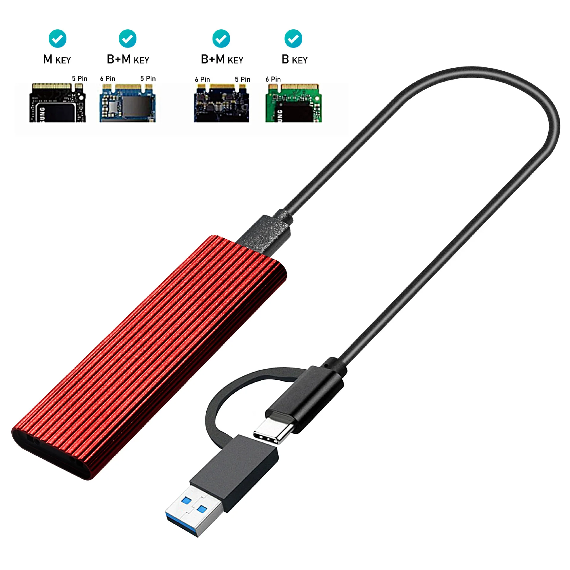 TFDP Portable External M2 NVMe SSD Case Enclosure Type C 3.1 Adapter For Pc M2 Ssd