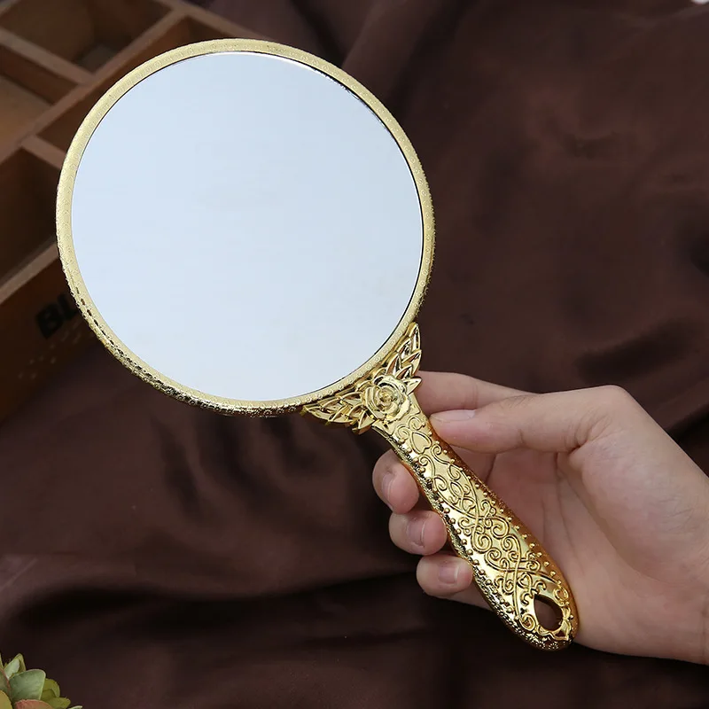 Custom Logo Promotional Business Gift Portable Handle Mirror Pocket Metal Makeup Mirror