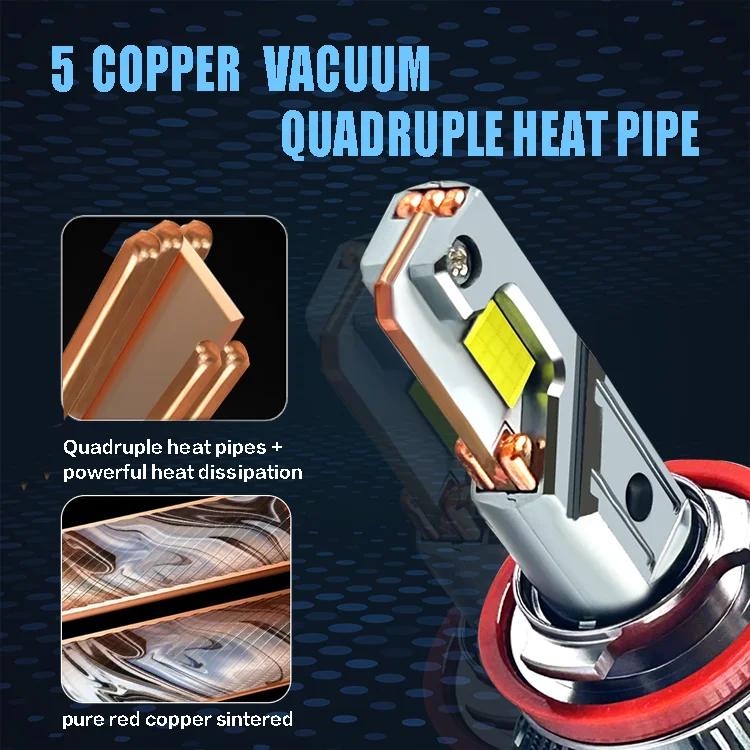 V65 High-Power 200W H4 LED Lamp Double Copper Tube 6500K Car LED Headlight Bulb 2-Year Warranty New Condition Front Lamp Use