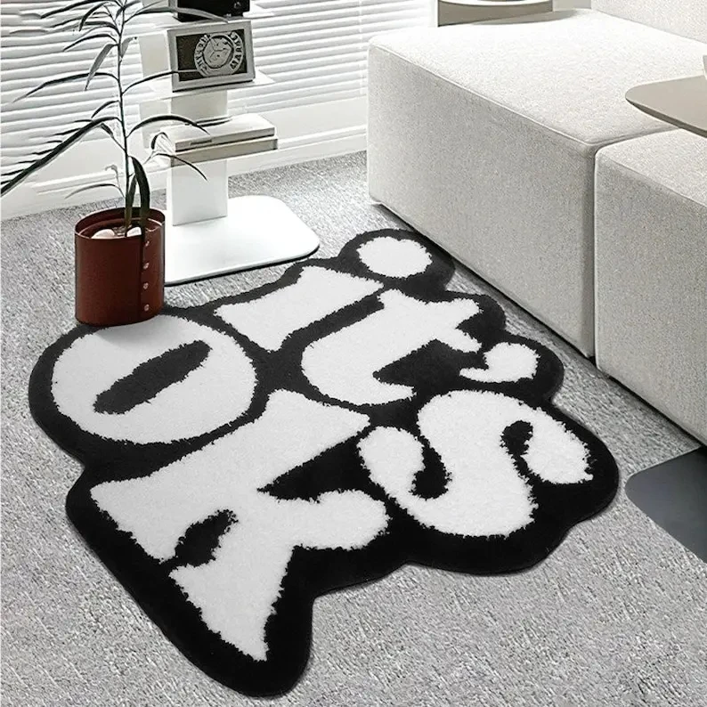 Manufactures microfiber letter shape shower mat non-slip water absorbent bathroom rugs cute tufted bath mat