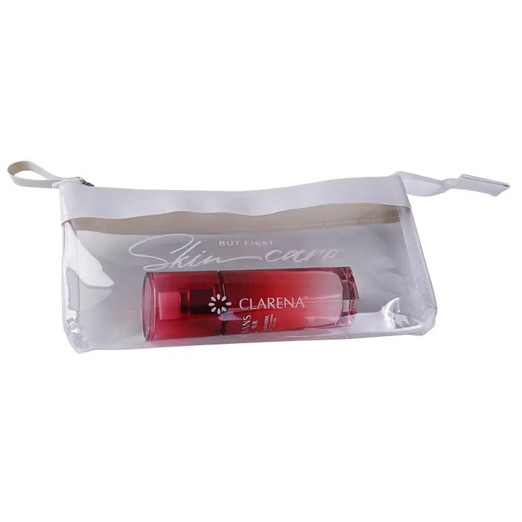 Wholesale custom travel ziplock pvc plastic pu clear transparent cosmetic makeup bag