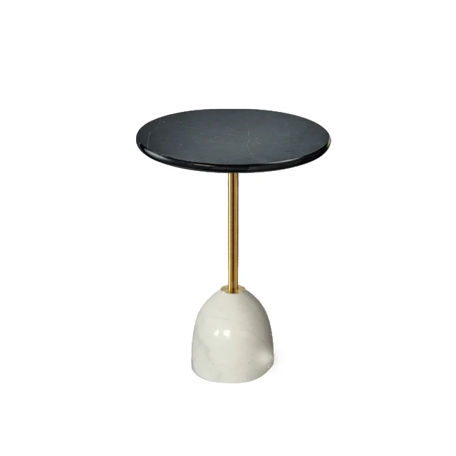 Modern luxury golden black white side table end round small marble base coffee table