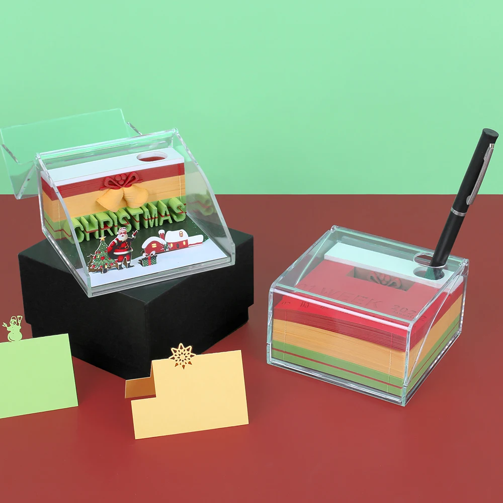 New Santa Claus Christmas Decorations 2022 3D Memo Pad With Desk Calendar For Christmas Gift