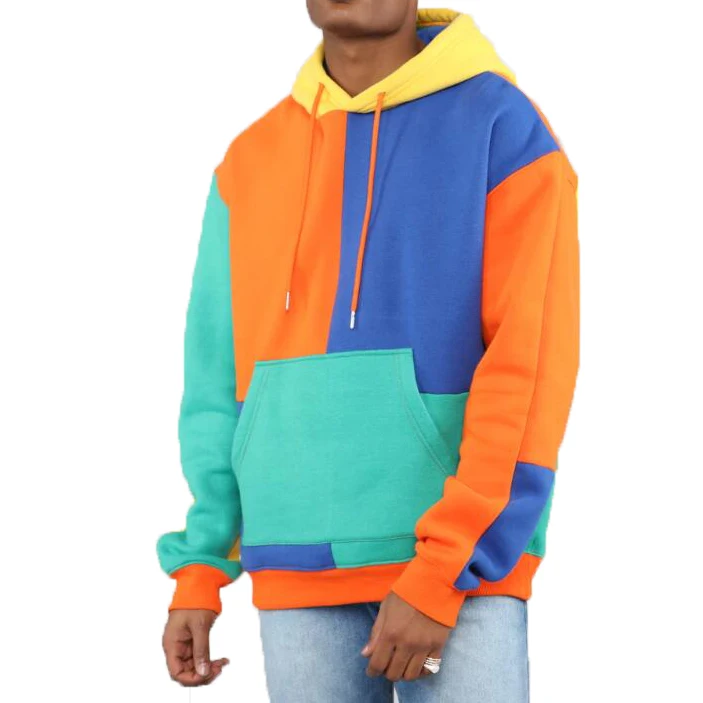
color block cotton pullover sweatshirt different color sleeves hoodies 