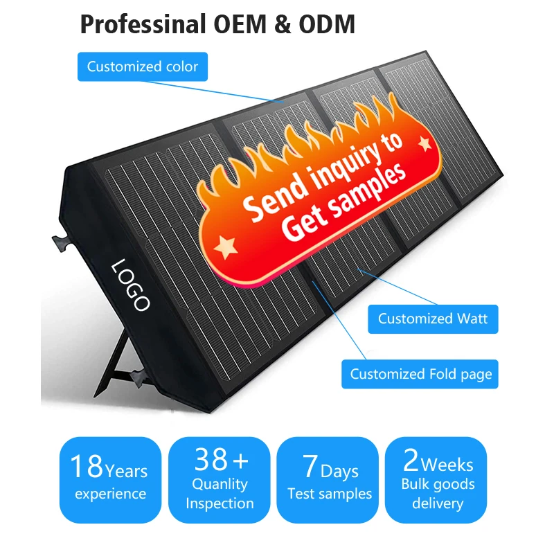 Portable Light Weight 200W 120W 100W 60W Flexible Fabric with USB Foldable Solar Panels Kit for Camping Outdoor Charger