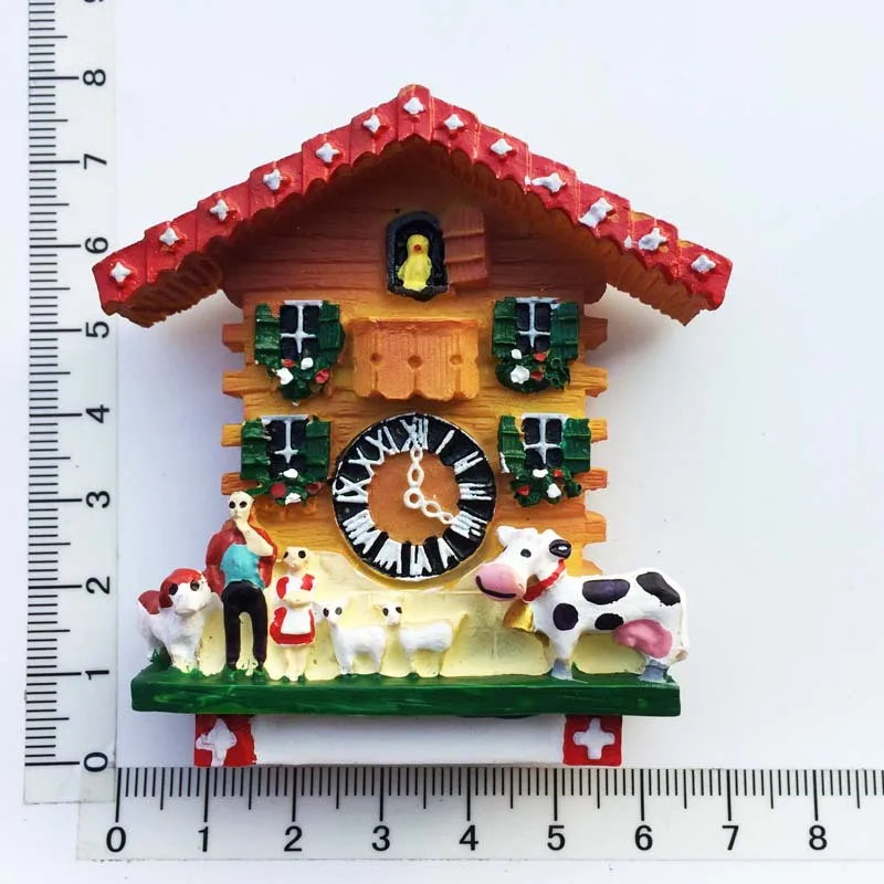 Germany Austria Switzerland travel souvenir resin crafts clock painted refrigerator magnet