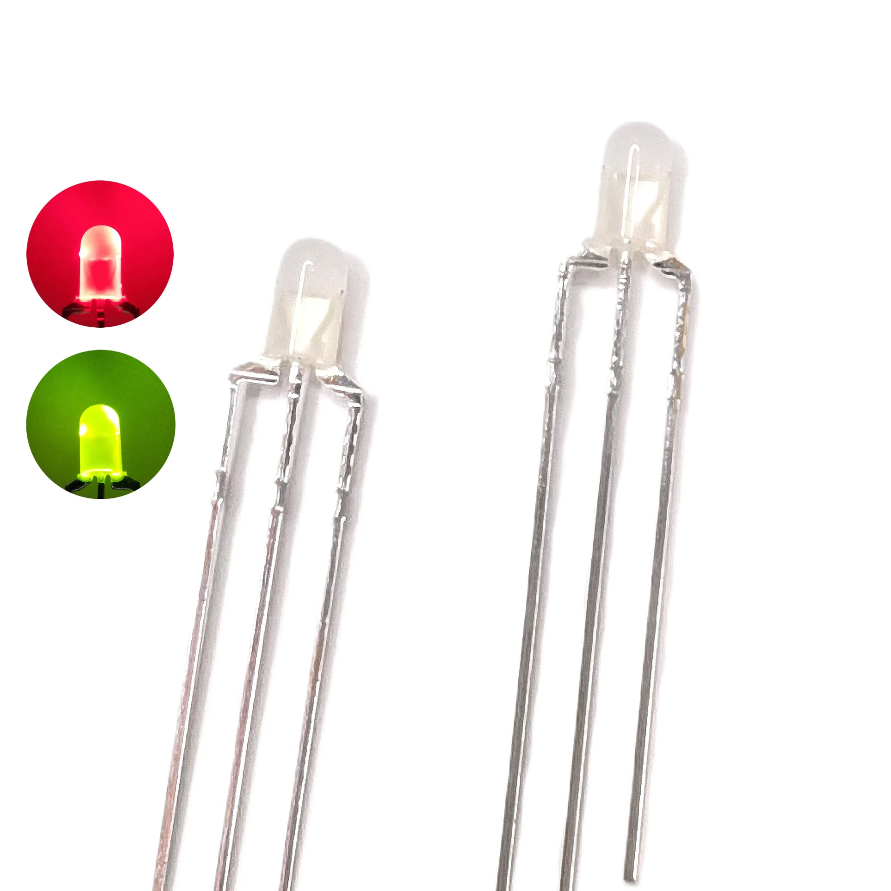 Оптовая продажа яркое и универсальное светодиодное освещение 3 мм двухцветный общий катод красный желтый зеленый светодиод излучающие диоды