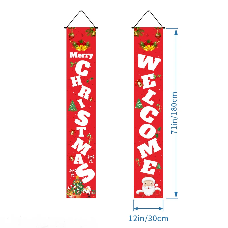 Custom logo Welcome decorative banner christmas door curtain 2pcs decorations banner happy halloween door banner