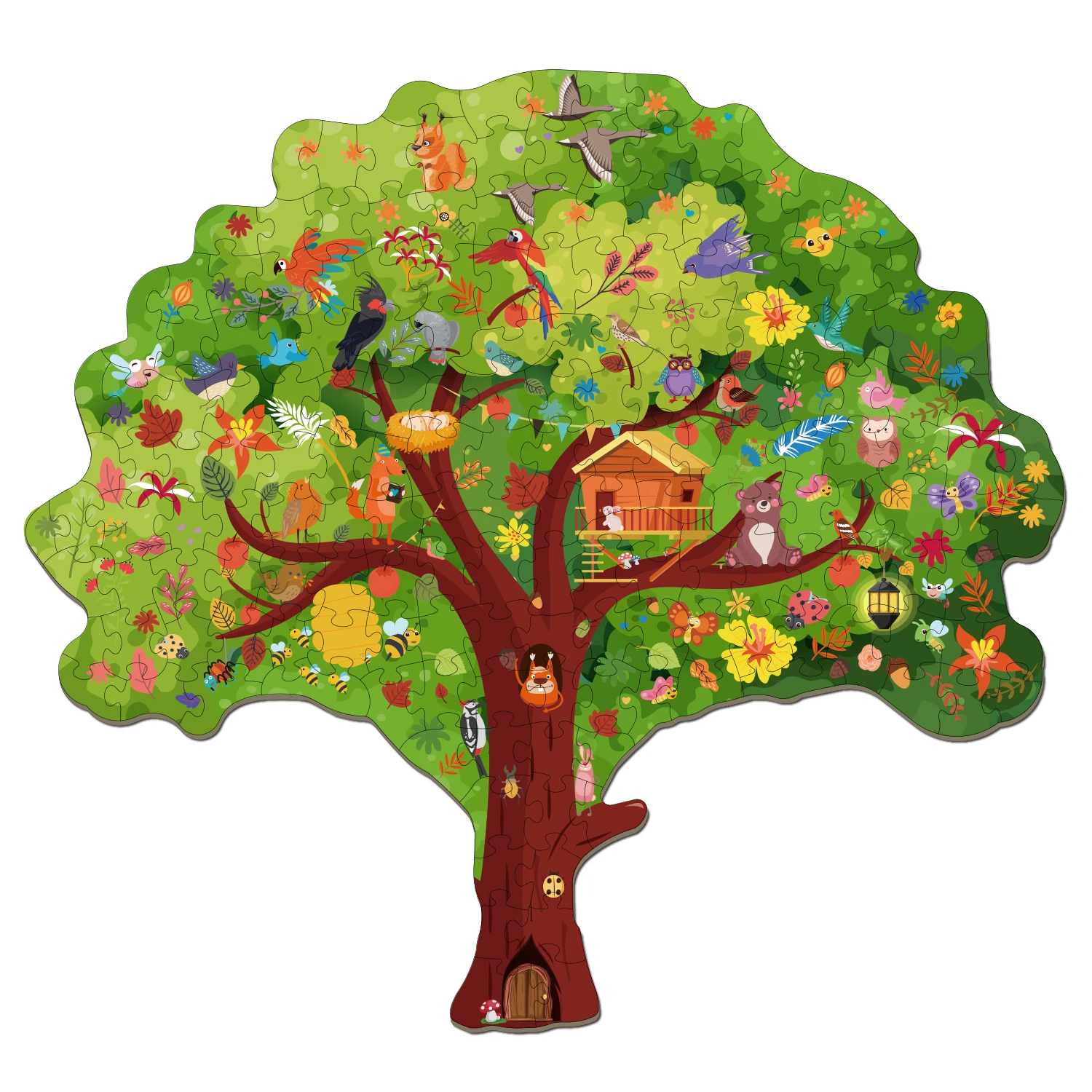 Global Bridge CP-220093 Unique Kids Puzzle Box FSC Certified Oak Shaped Jigsaw Puzzle for Children DIY Logo Made Paper Cardboard