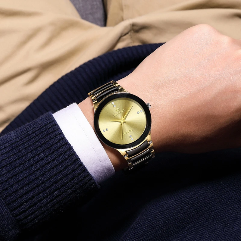 Fashion Women Men Watches Luxury Rhinestone Quartz Steel Strap Casual High Quality Wristwatches For Couple Lover Gift