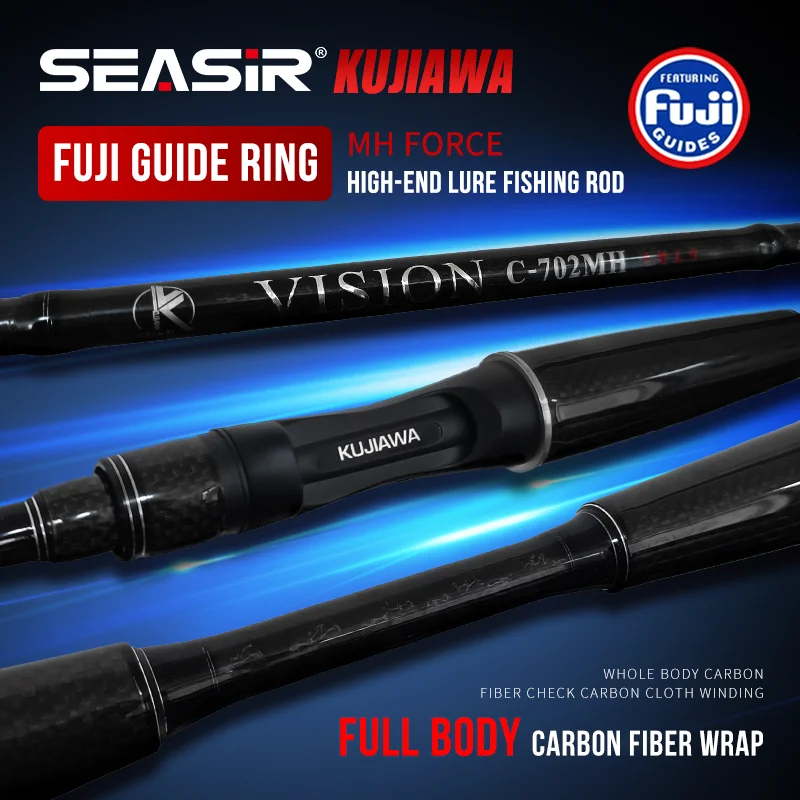 Seasir Fishing Rod Kujiawa Fuji Guide Carbon Fiber Spinning Baitcasting Lure Rods Carp Fishing Rods Tackle 1.8m 2.1m