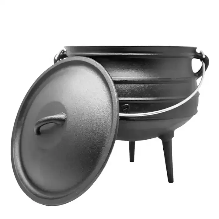 High Quality Pre-seasoned South Africa Three Legged Cast Iron Potjie Pot For Camping Cooking