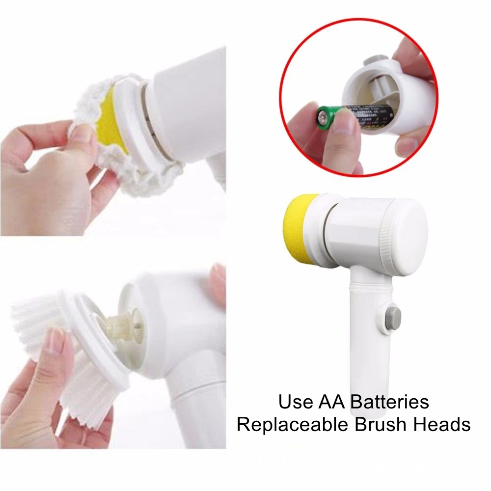 Bathtub Floor Wall Sink Toilet Handheld Electric Cordless Power Spin Shower Scrubber Cleaning Brush with Replaceable Brush Heads